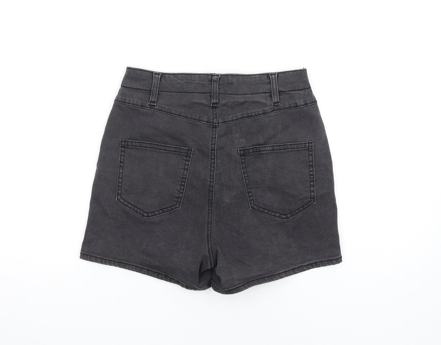 Denim & Co. Womens Black Cotton Boyfriend Shorts Size 10 Regular Zip