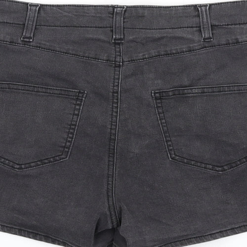 Denim & Co. Womens Black Cotton Boyfriend Shorts Size 10 Regular Zip