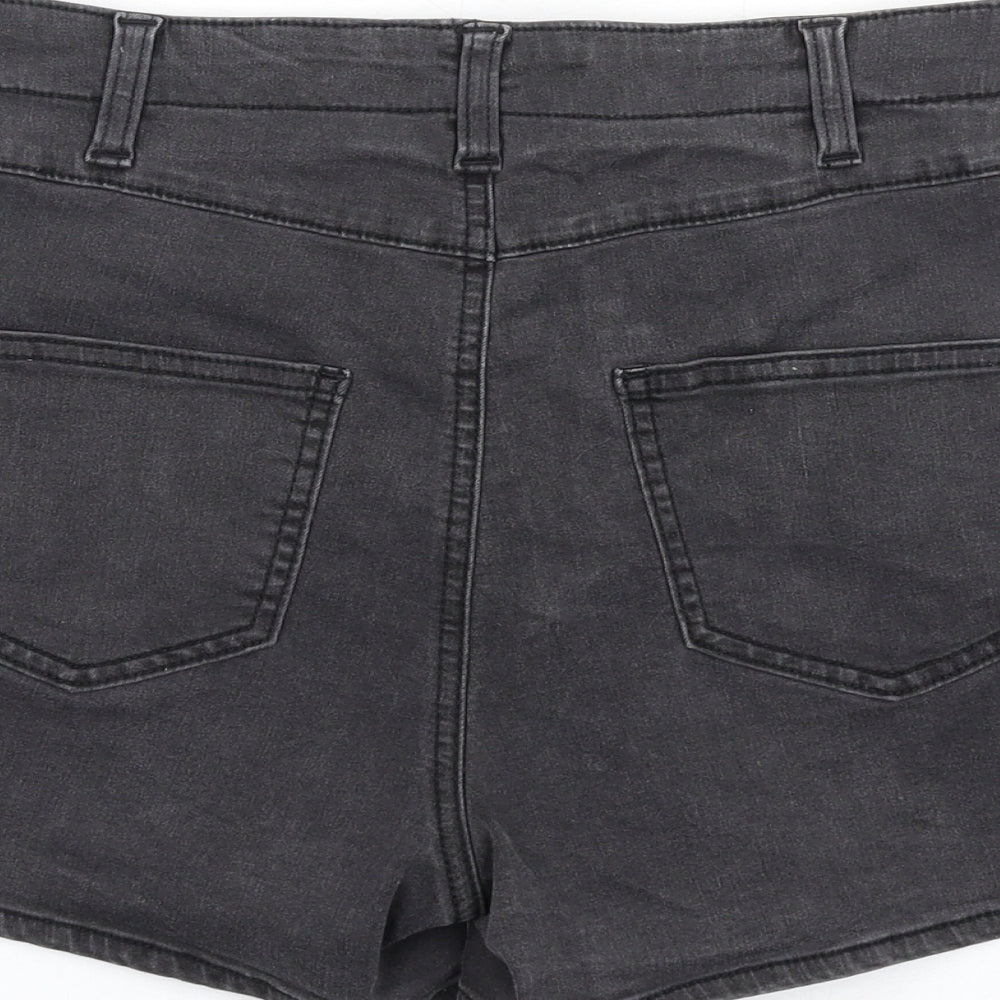 Denim & Co. Womens Black Cotton Boyfriend Shorts Size 10 Regular Zip