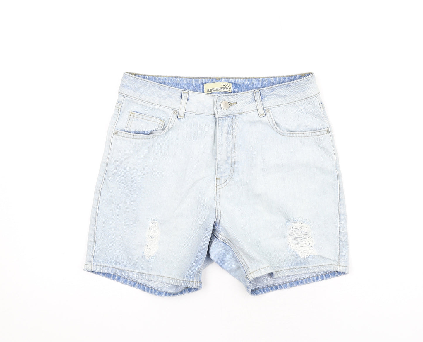 South Womens Blue Cotton Boyfriend Shorts Size 10 Regular Zip - Distressed