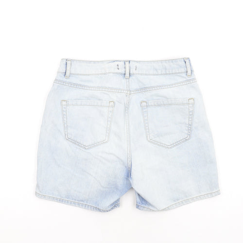 South Womens Blue Cotton Boyfriend Shorts Size 10 Regular Zip - Distressed