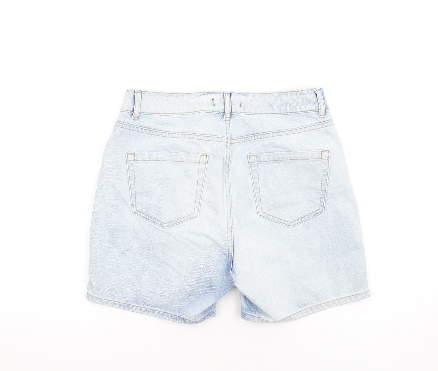 South Womens Blue Cotton Boyfriend Shorts Size 10 Regular Zip - Distressed
