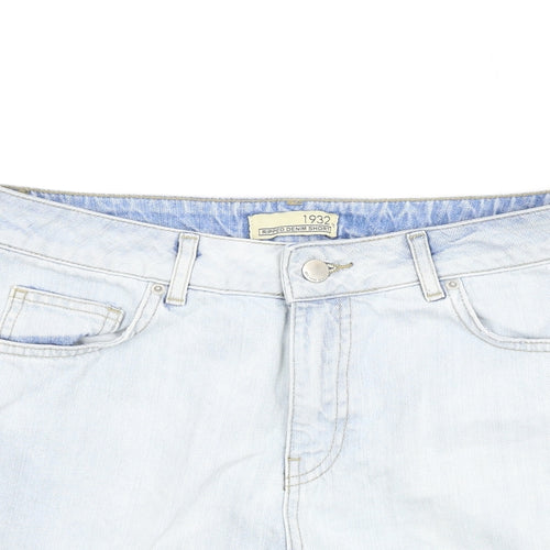 South Womens Blue Cotton Boyfriend Shorts Size 10 Regular Zip - Distressed