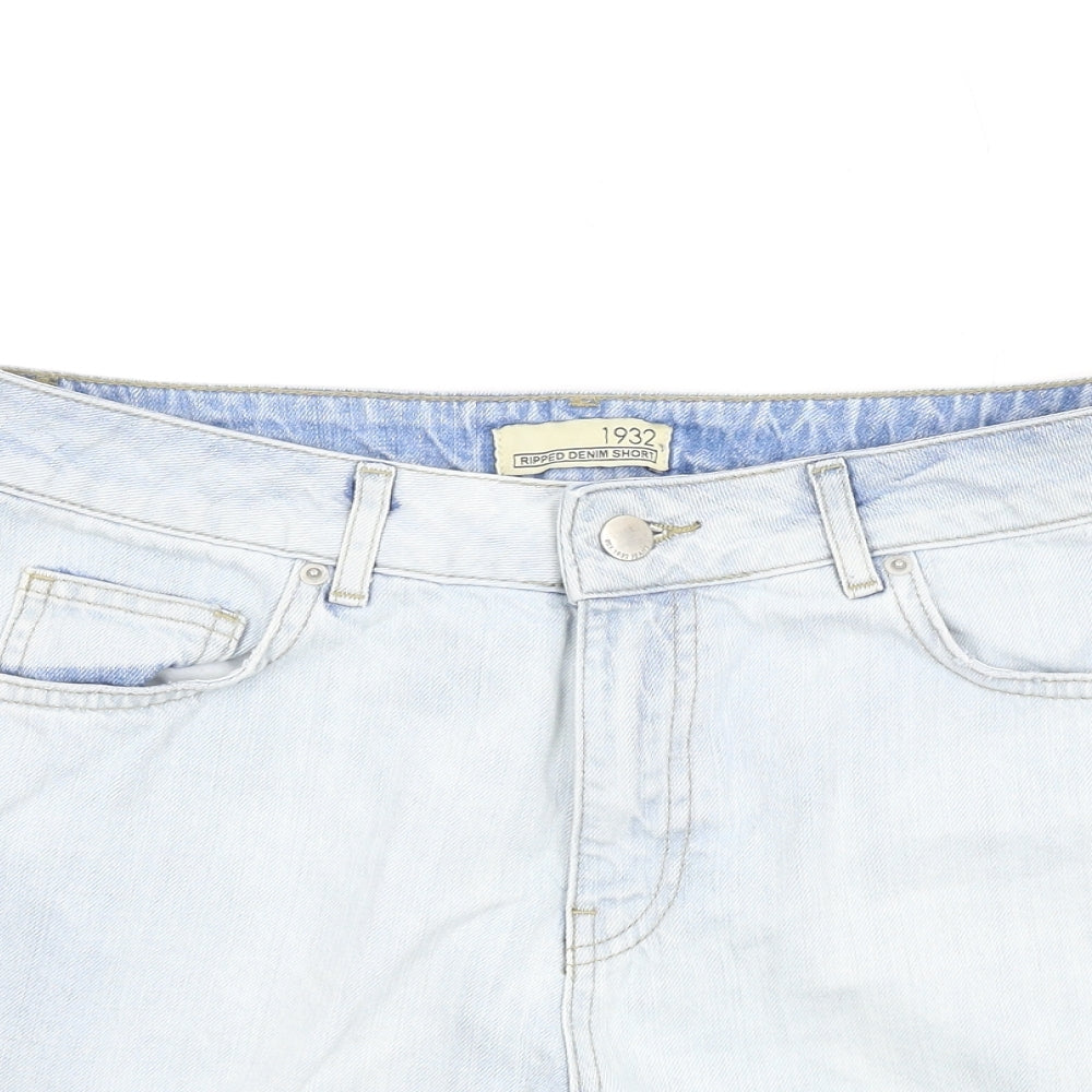 South Womens Blue Cotton Boyfriend Shorts Size 10 Regular Zip - Distressed