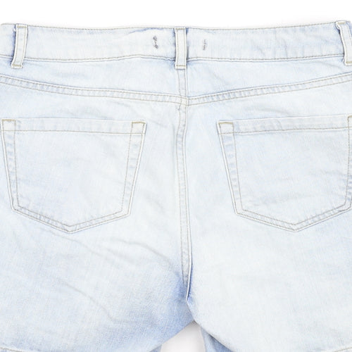 South Womens Blue Cotton Boyfriend Shorts Size 10 Regular Zip - Distressed