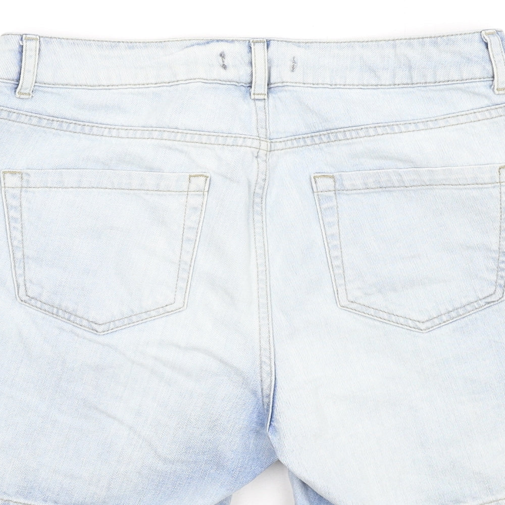 South Womens Blue Cotton Boyfriend Shorts Size 10 Regular Zip - Distressed
