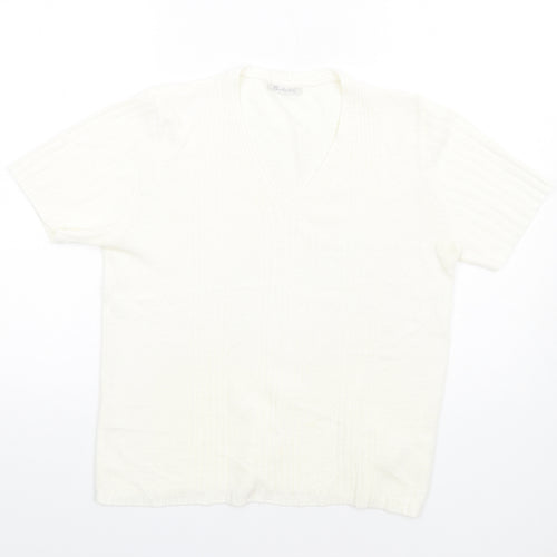 Berkertex Womens Ivory V-Neck Acrylic Pullover Jumper Size 14