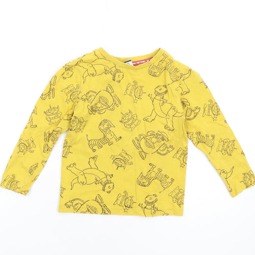 Disney Boys Yellow Cotton Basic T-Shirt Size 4-5 Years Round Neck Pullover - Toy Story