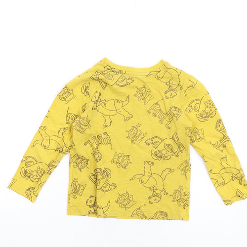 Disney Boys Yellow Cotton Basic T-Shirt Size 4-5 Years Round Neck Pullover - Toy Story