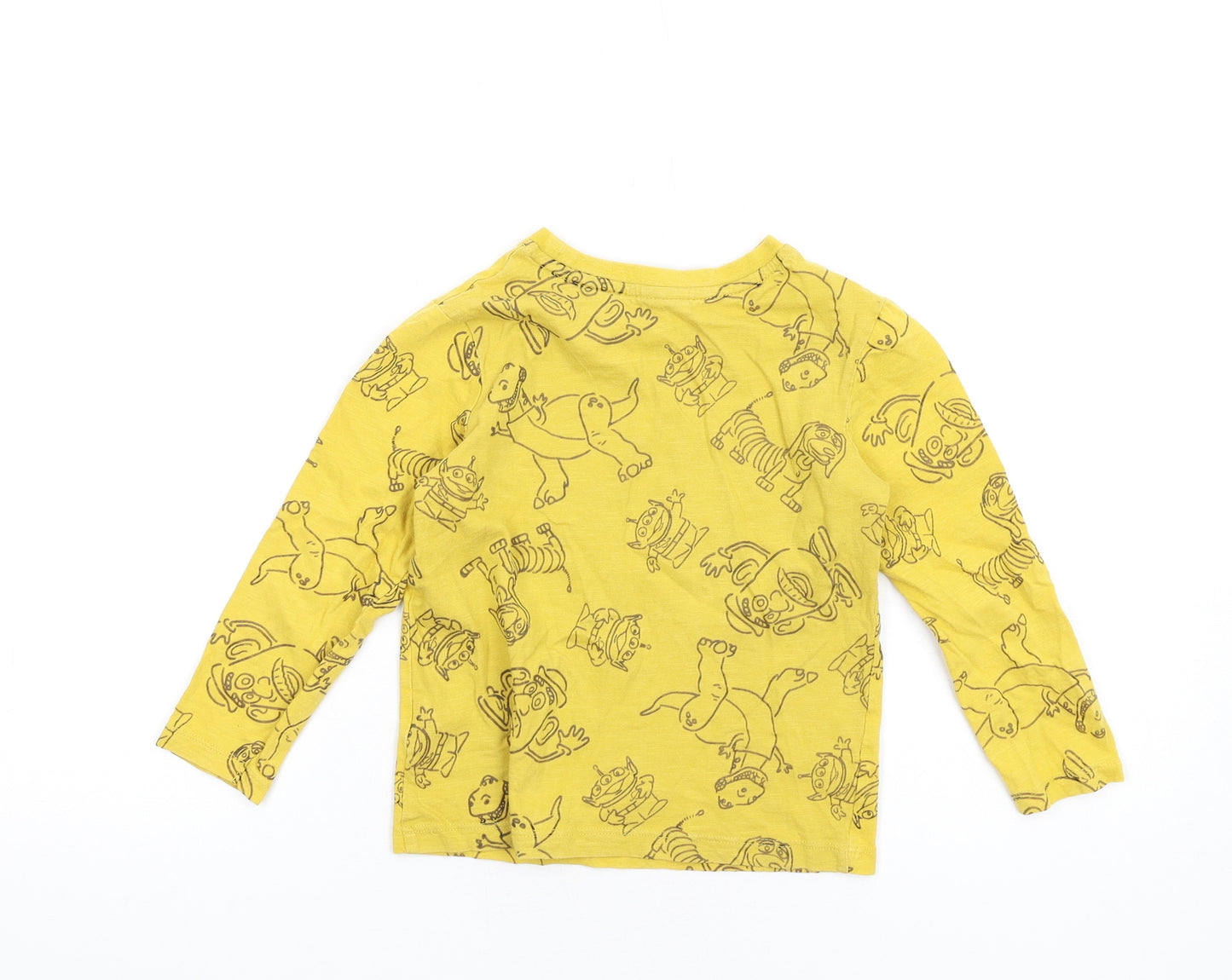 Disney Boys Yellow Cotton Basic T-Shirt Size 4-5 Years Round Neck Pullover - Toy Story