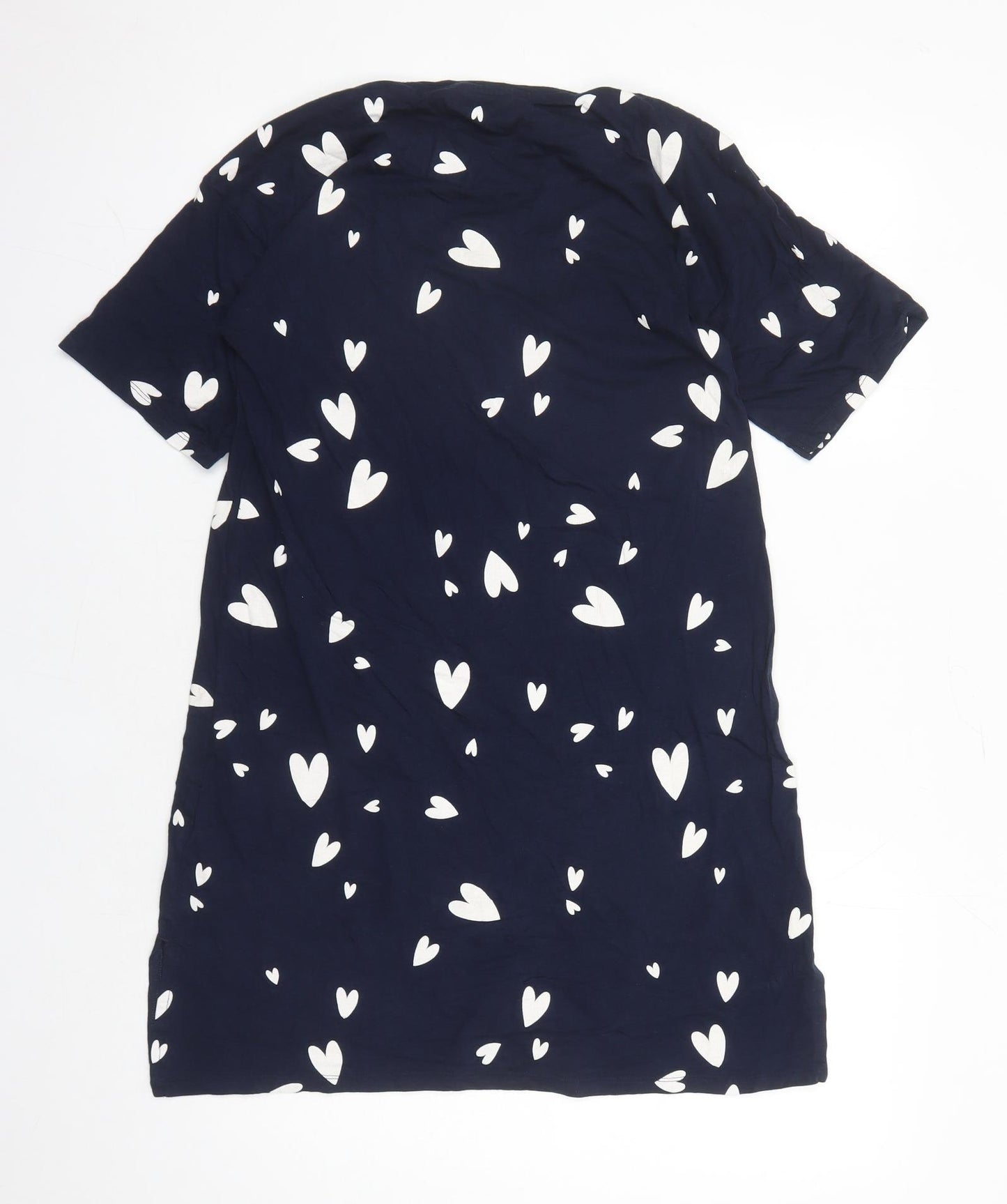 Marks and Spencer Womens Blue Geometric Cotton Top Dress Size M - Heart Pattern