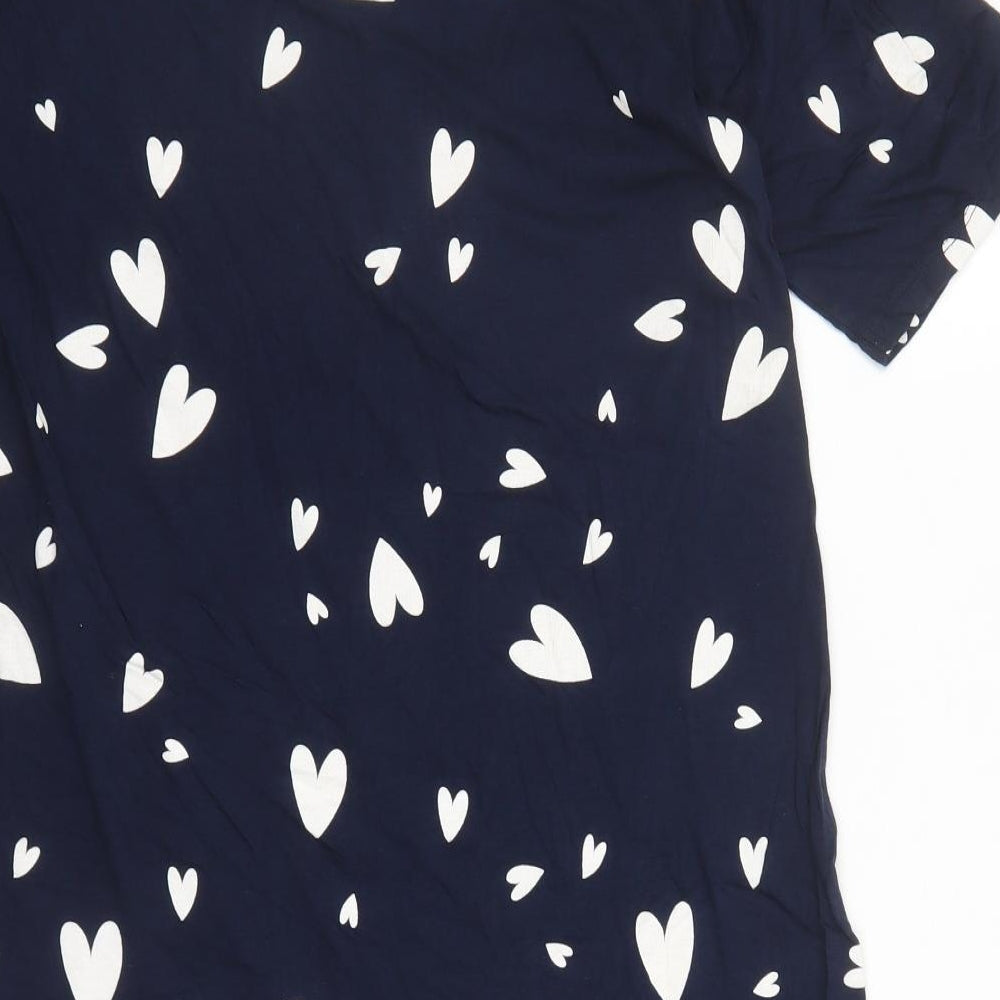 Marks and Spencer Womens Blue Geometric Cotton Top Dress Size M - Heart Pattern