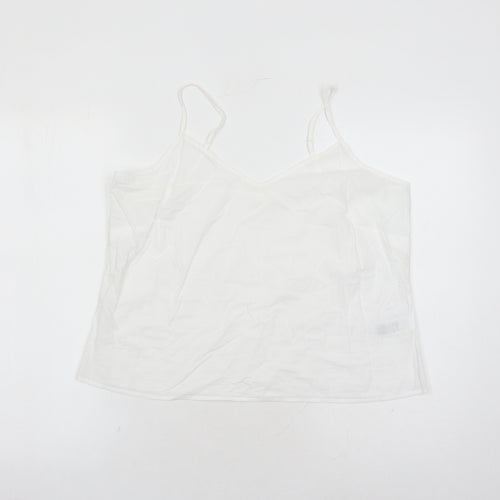 Marks and Spencer Womens White 100% Cotton Camisole Tank Size 14 V-Neck