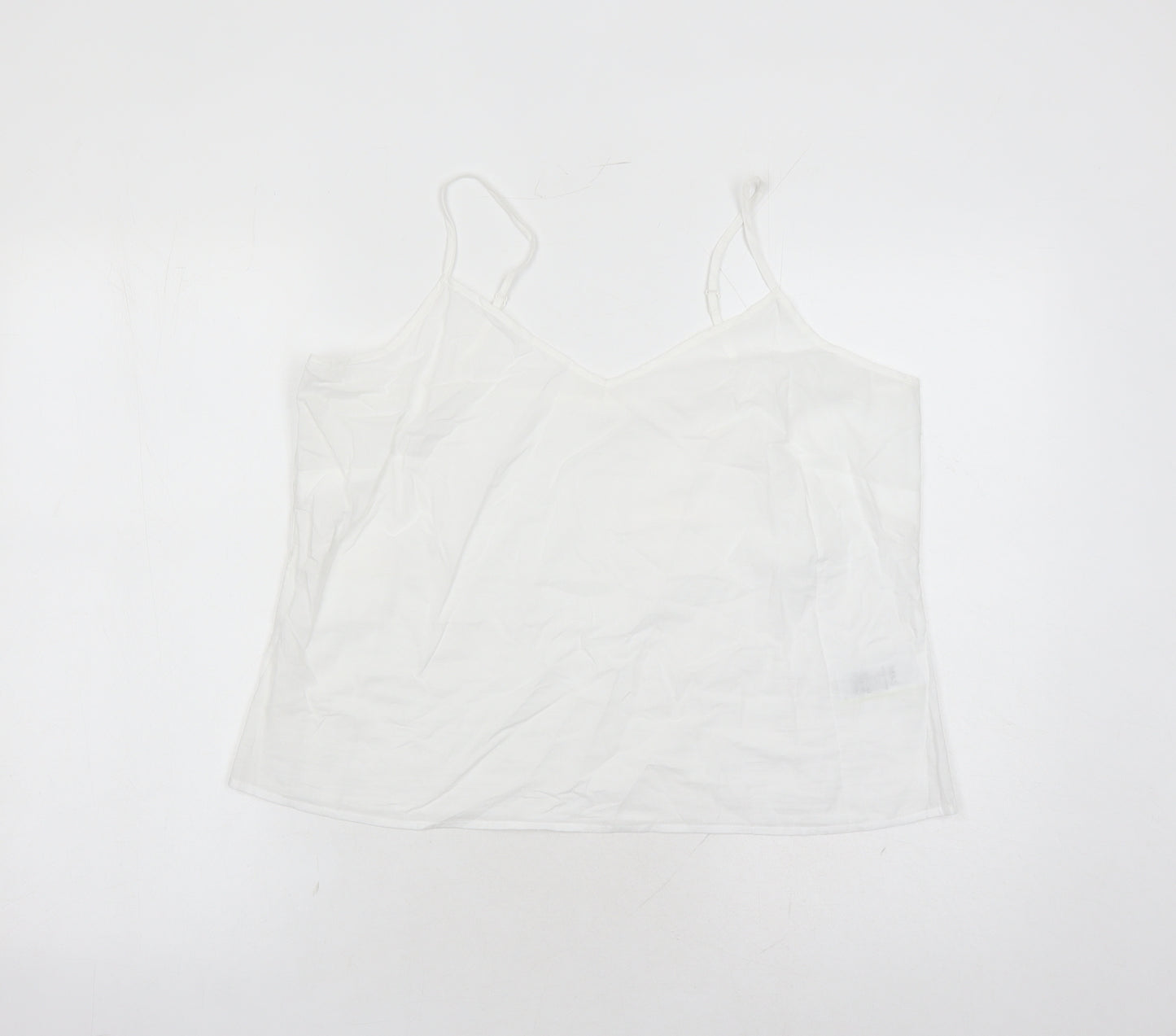 Marks and Spencer Womens White 100% Cotton Camisole Tank Size 14 V-Neck