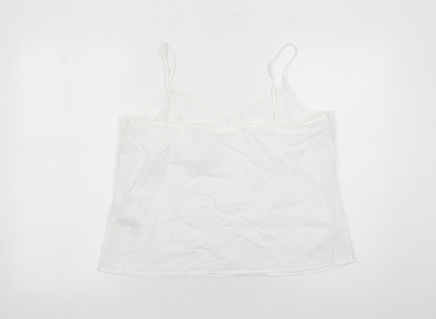 Marks and Spencer Womens White 100% Cotton Camisole Tank Size 14 V-Neck