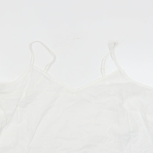 Marks and Spencer Womens White 100% Cotton Camisole Tank Size 14 V-Neck