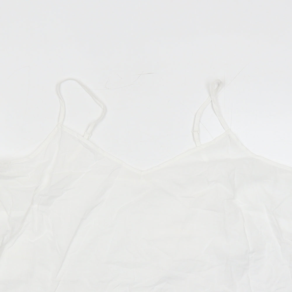 Marks and Spencer Womens White 100% Cotton Camisole Tank Size 14 V-Neck