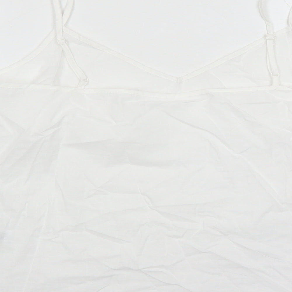 Marks and Spencer Womens White 100% Cotton Camisole Tank Size 14 V-Neck