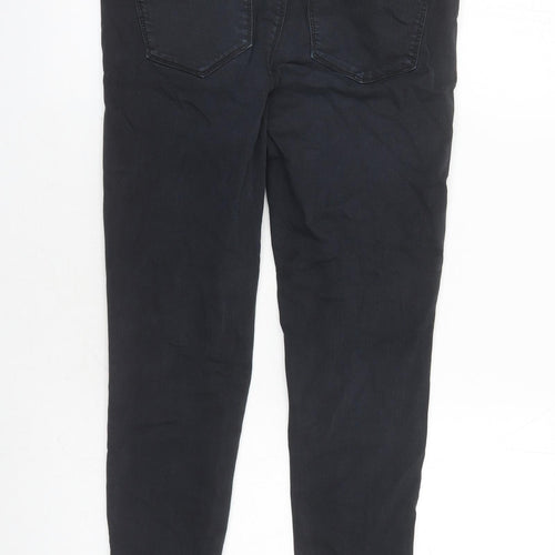 VERO MODA Womens Black Cotton Skinny Jeans Size 30 in L26 in Regular Zip - Zip Detail On Ankle