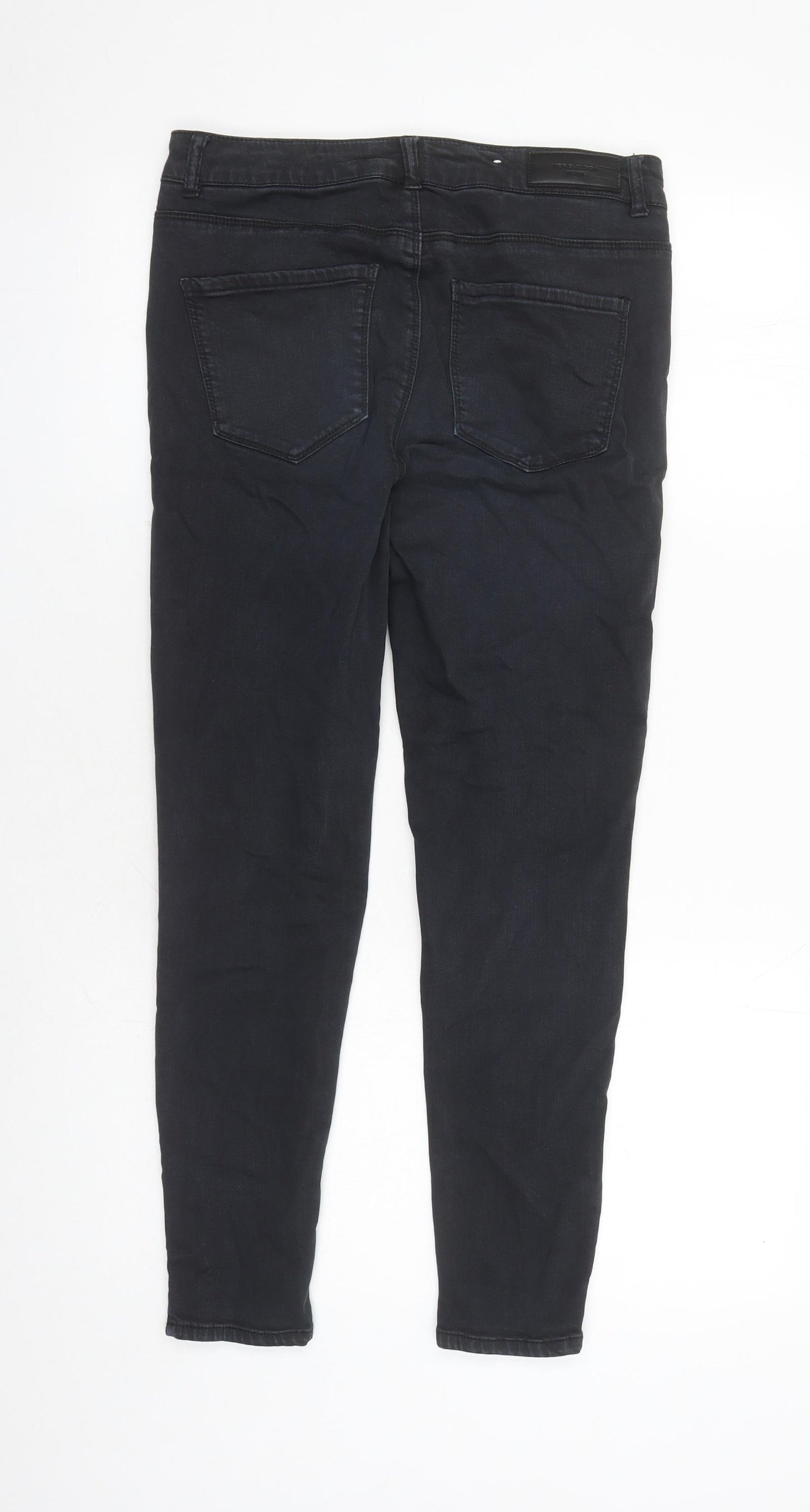 VERO MODA Womens Black Cotton Skinny Jeans Size 30 in L26 in Regular Zip - Zip Detail On Ankle