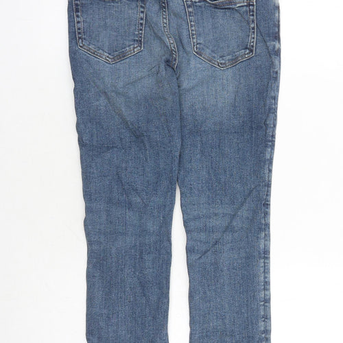 Marks and Spencer Girls Blue Cotton Straight Jeans Size 9-10 Years L23 in Regular Zip