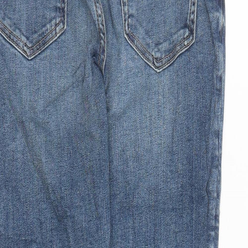 Marks and Spencer Girls Blue Cotton Straight Jeans Size 9-10 Years L23 in Regular Zip