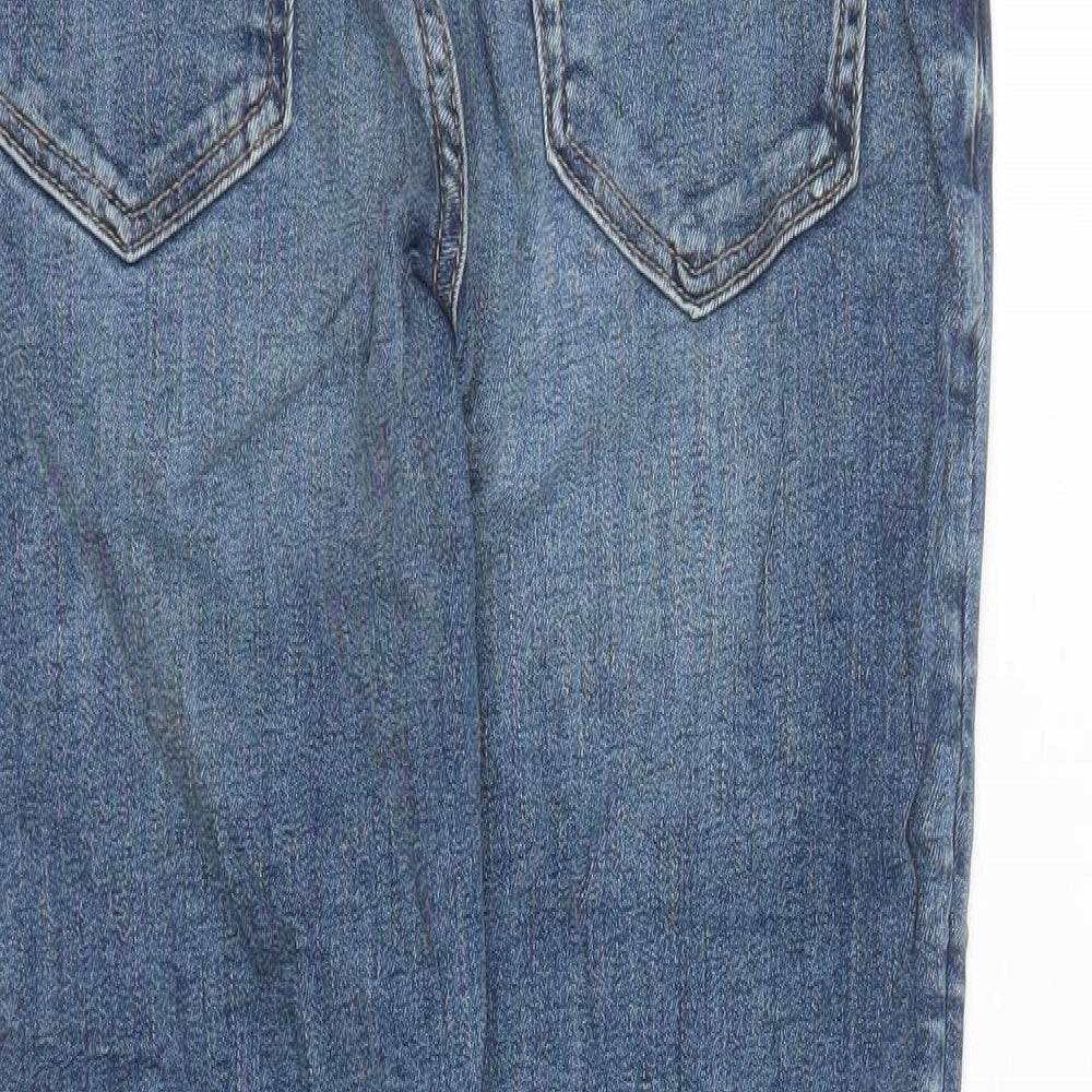 Marks and Spencer Girls Blue Cotton Straight Jeans Size 9-10 Years L23 in Regular Zip