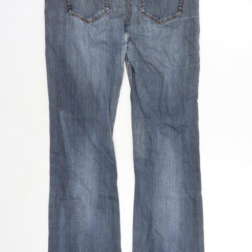 Fat Face Womens Blue Cotton Bootcut Jeans Size 12 L28 in Regular Zip