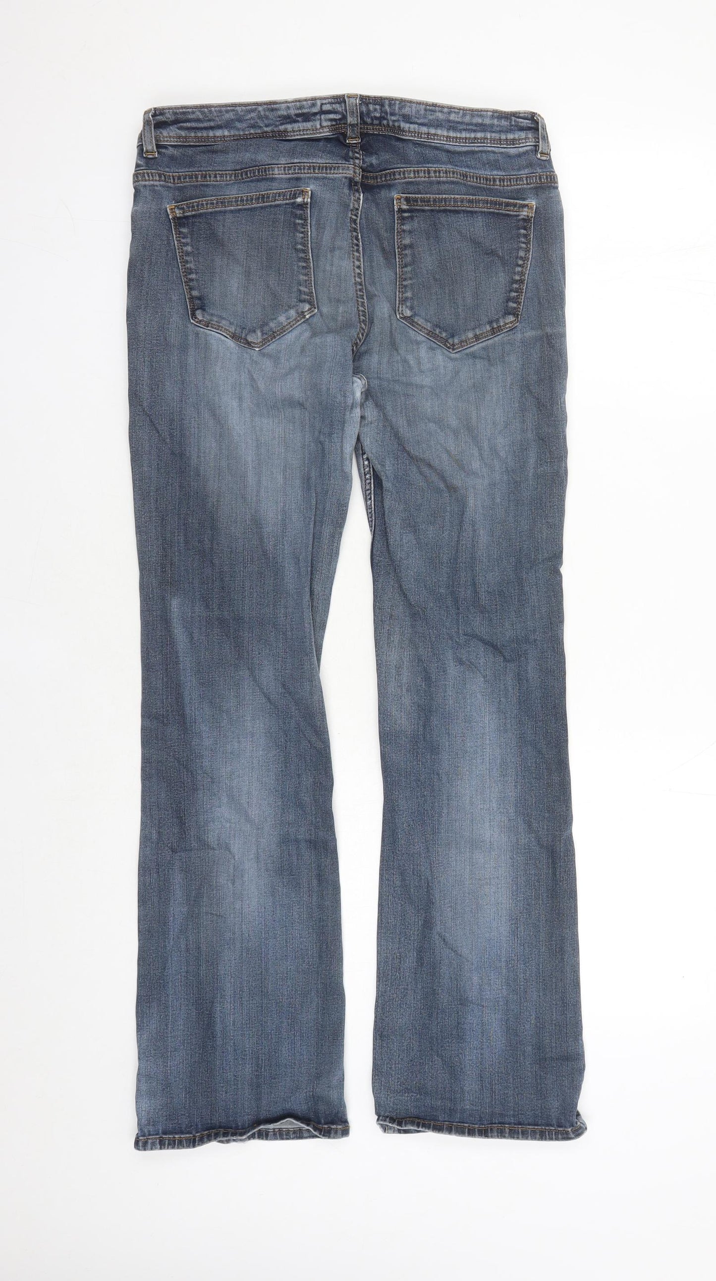 Fat Face Womens Blue Cotton Bootcut Jeans Size 12 L28 in Regular Zip