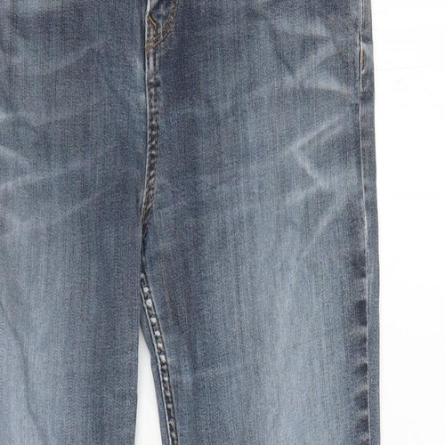 Fat Face Womens Blue Cotton Bootcut Jeans Size 12 L28 in Regular Zip