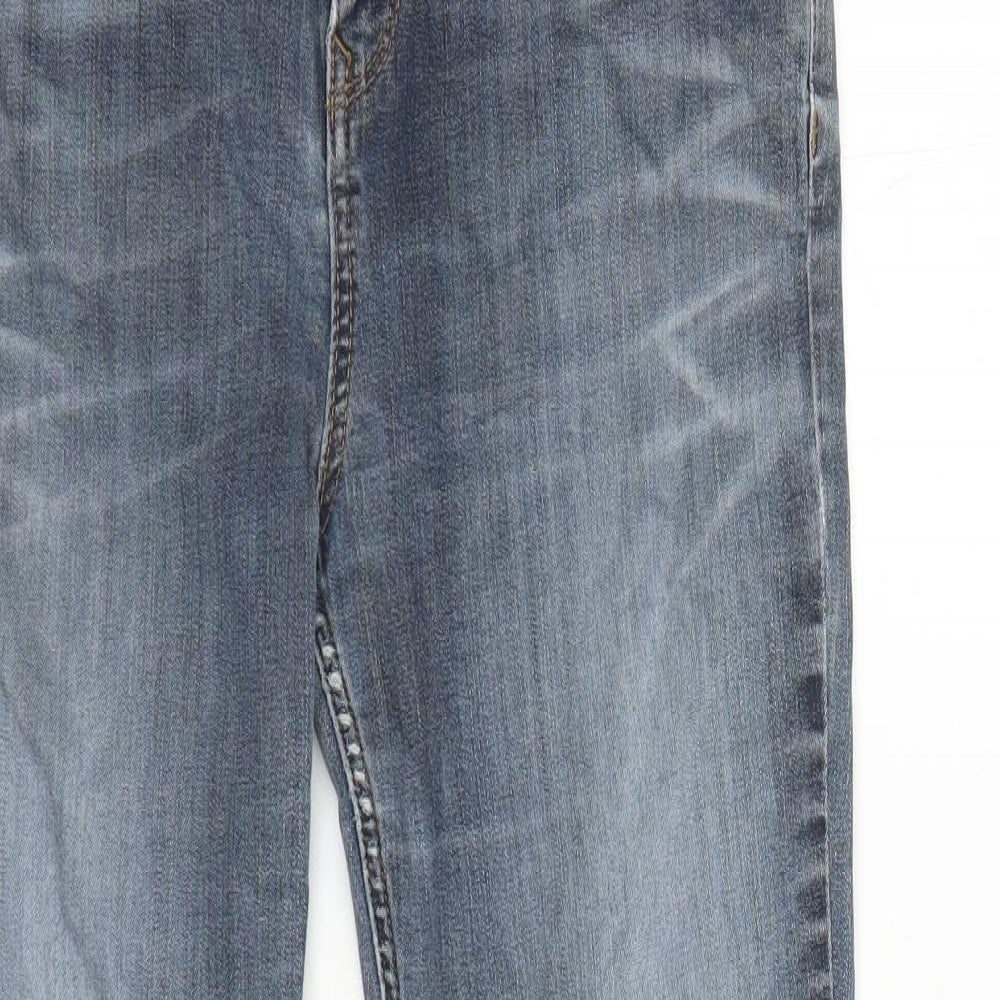 Fat Face Womens Blue Cotton Bootcut Jeans Size 12 L28 in Regular Zip