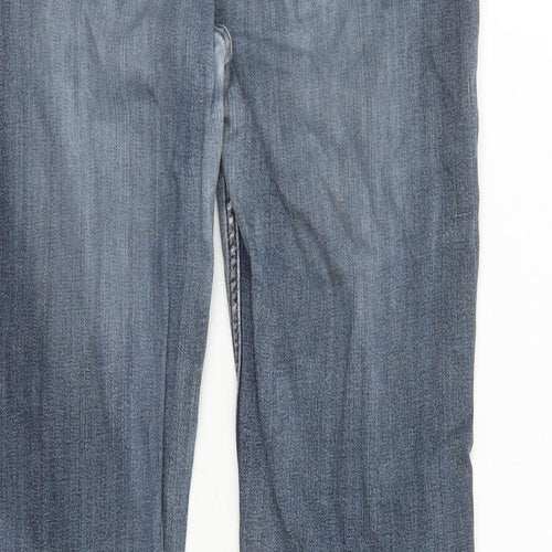 Fat Face Womens Blue Cotton Bootcut Jeans Size 12 L28 in Regular Zip