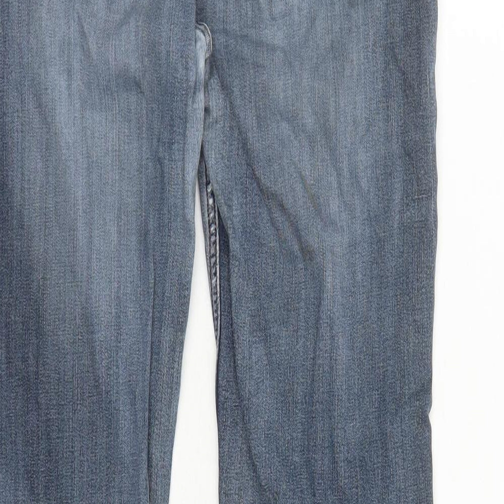 Fat Face Womens Blue Cotton Bootcut Jeans Size 12 L28 in Regular Zip
