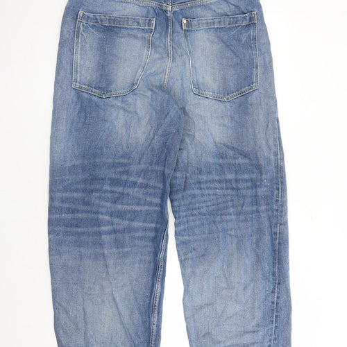 H&M Mens Blue Cotton Straight Jeans Size 34 in L28 in Relaxed Zip - Baggy Loose Fit
