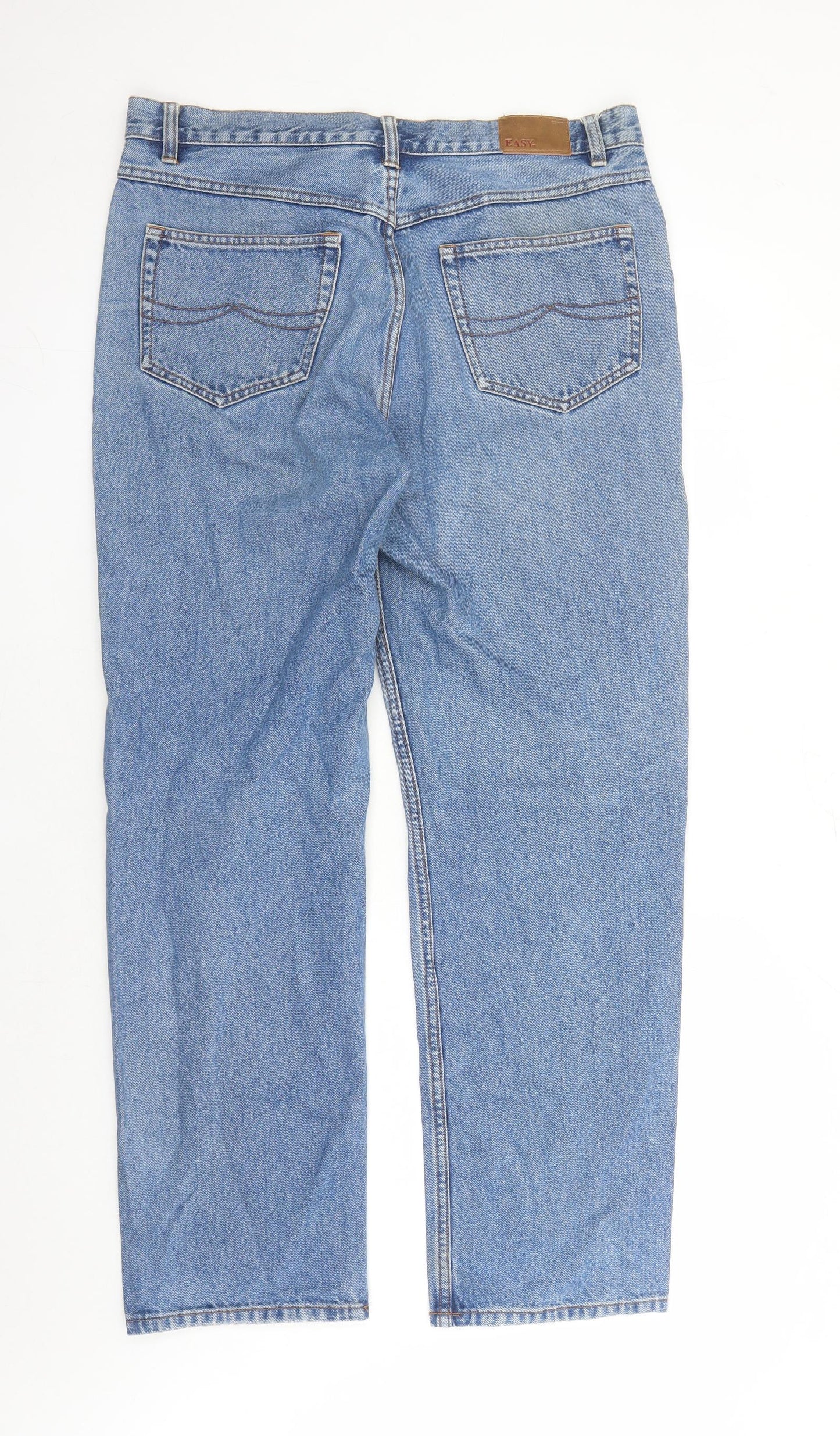 Easy Mens Blue Cotton Straight Jeans Size 36 in L31 in Regular Zip
