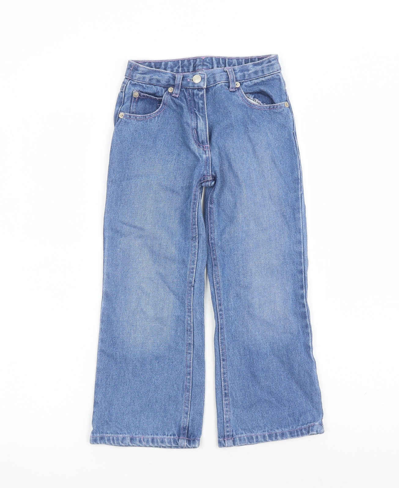 Girl2Girl Girls Blue Cotton Bootcut Jeans Size 5-6 Years Regular Zip - Inside Leg 18 Inches