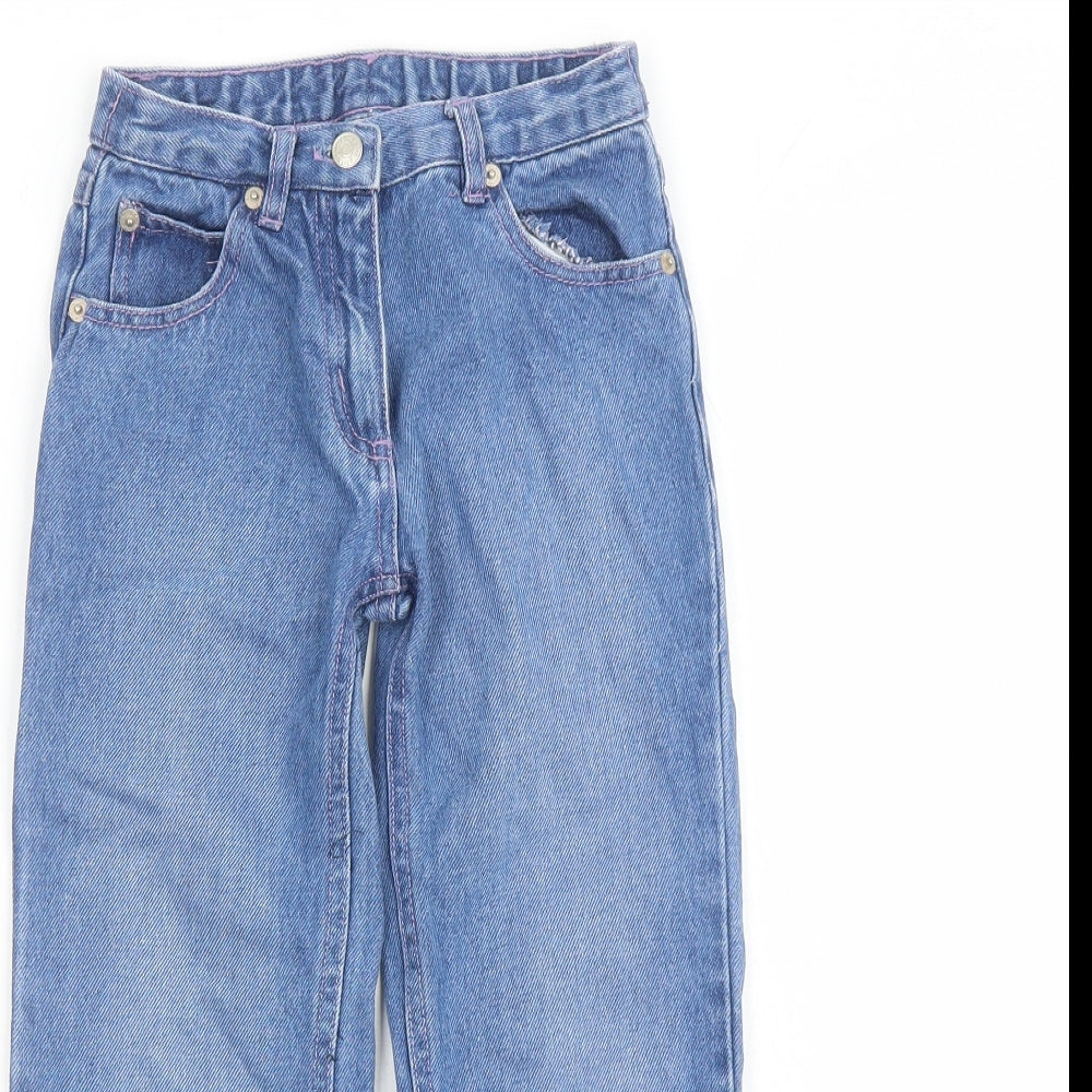 Girl2Girl Girls Blue Cotton Bootcut Jeans Size 5-6 Years Regular Zip - Inside Leg 18 Inches