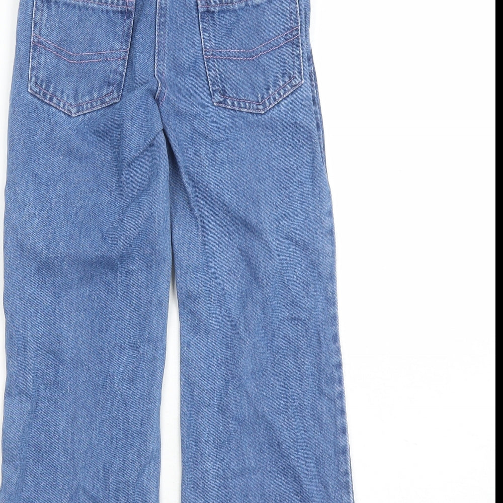 Girl2Girl Girls Blue Cotton Bootcut Jeans Size 5-6 Years Regular Zip - Inside Leg 18 Inches