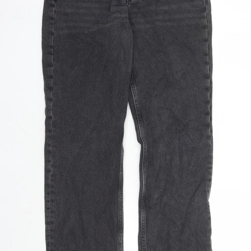 H&M Womens Black Cotton Straight Jeans Size 10 L31 in Regular Zip
