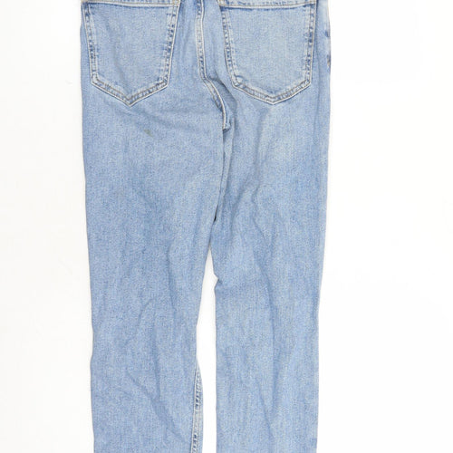 New Look Girls Blue Cotton Straight Jeans Size 12 Years L25 in Regular Zip - Distressed Look Mom Style