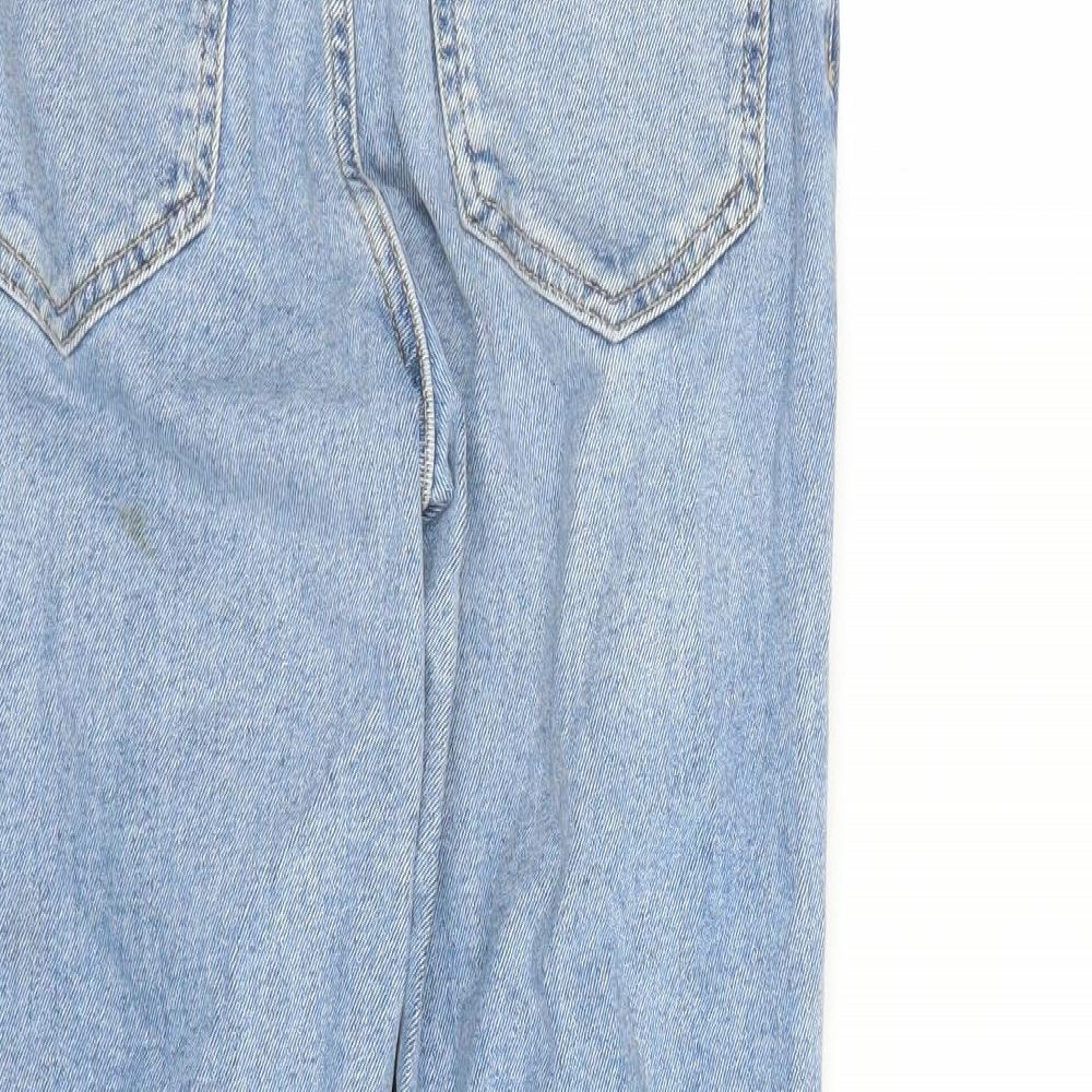 New Look Girls Blue Cotton Straight Jeans Size 12 Years L25 in Regular Zip - Distressed Look Mom Style