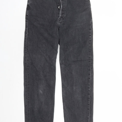 Re/Done Womens Black Cotton Straight Jeans Size 28 in L25 in Regular Button - Raw Hems
