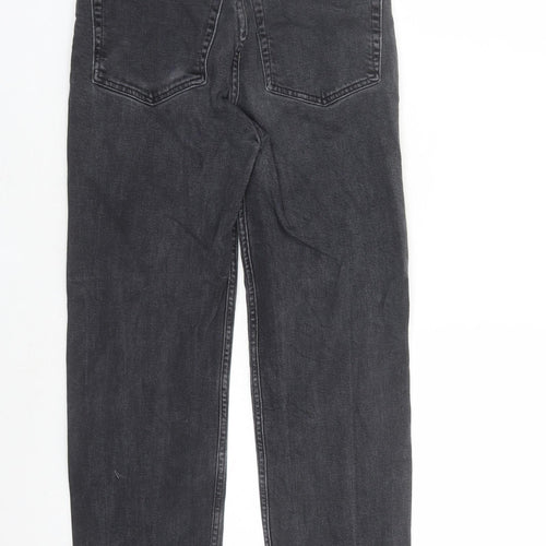 Re/Done Womens Black Cotton Straight Jeans Size 28 in L25 in Regular Button - Raw Hems