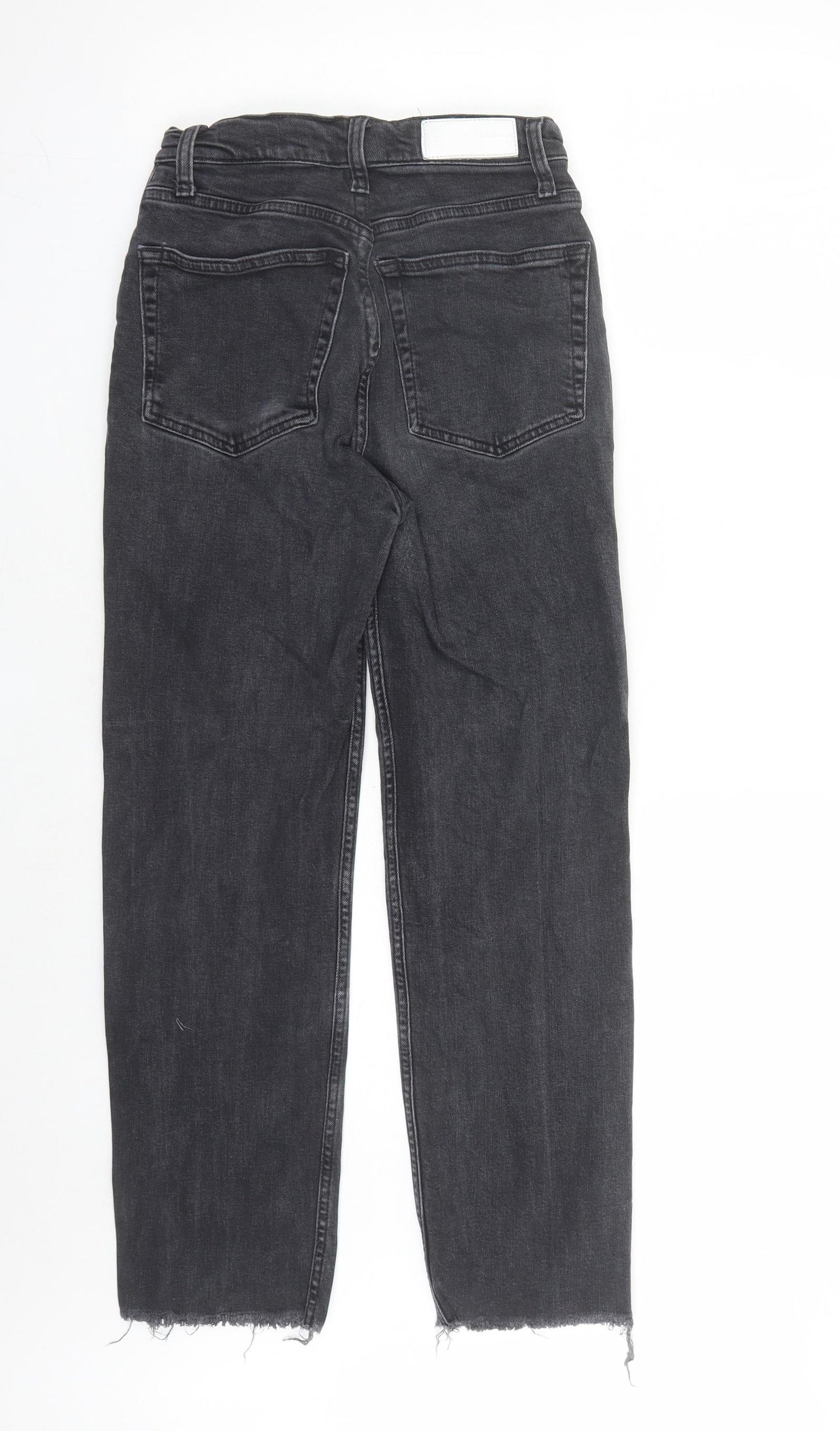 Re/Done Womens Black Cotton Straight Jeans Size 28 in L25 in Regular Button - Raw Hems
