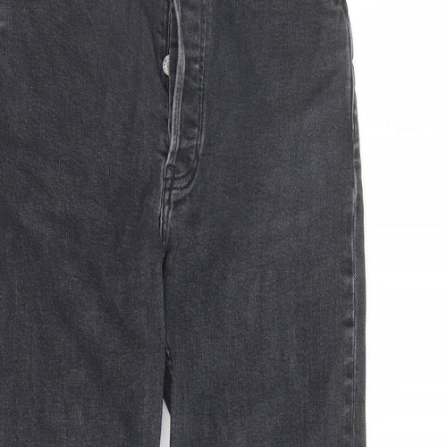 Re/Done Womens Black Cotton Straight Jeans Size 28 in L25 in Regular Button - Raw Hems
