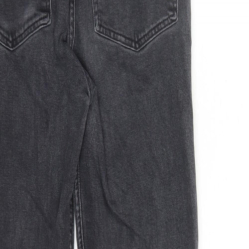 Re/Done Womens Black Cotton Straight Jeans Size 28 in L25 in Regular Button - Raw Hems