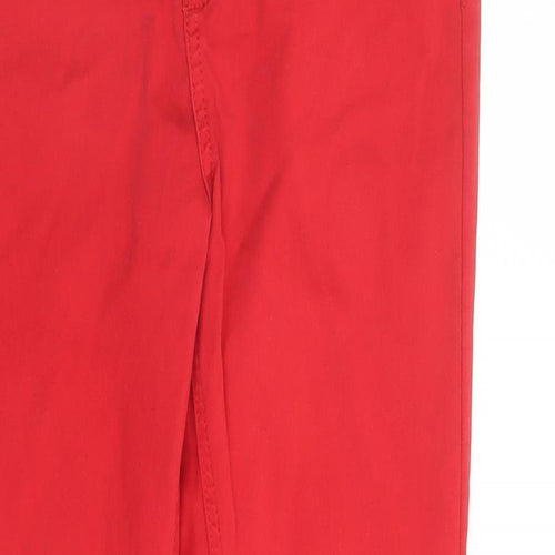 F&F Womens Red Cotton Skinny Jeans Size 10 L38 in Regular Zip - Zip Detail On Ankle