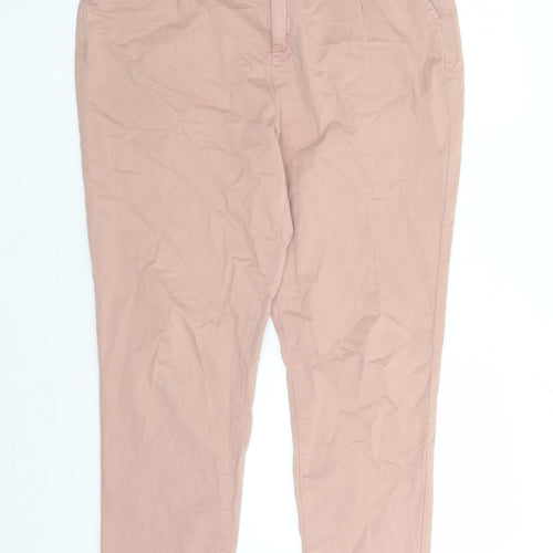 Denim & Co. Womens Pink Cotton Straight Jeans Size 14 L27 in Regular Zip