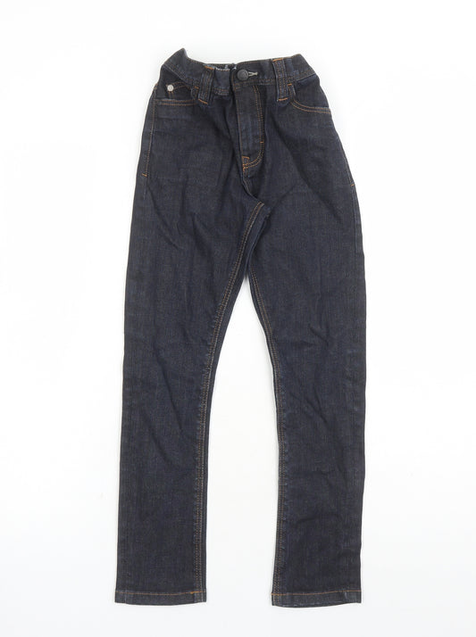 NEXT Boys Blue Cotton Skinny Jeans Size 9 Months L23 in Regular Zip - Elasticated Waist