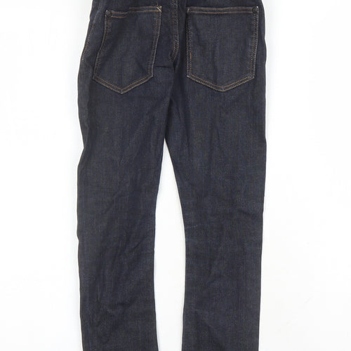 NEXT Boys Blue Cotton Skinny Jeans Size 9 Months L23 in Regular Zip - Elasticated Waist